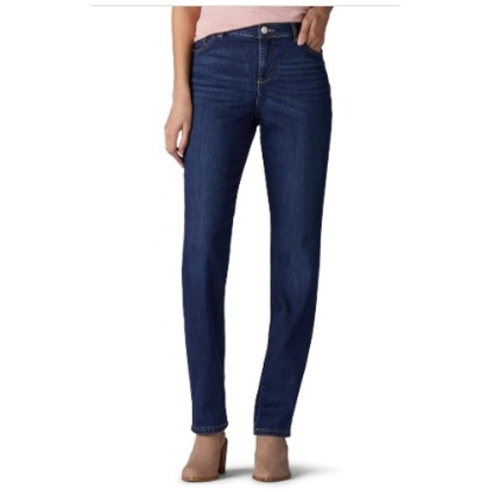 Lee Women's Instantly‎ Slims Relaxed Fit Straight Leg Denim Stretch Jeans 16